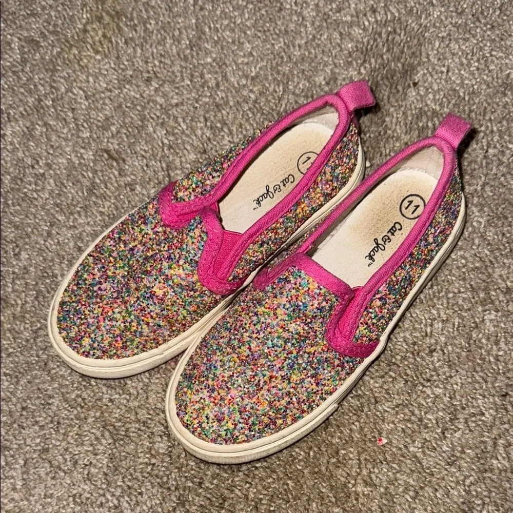 Cat & Jack Multicolor Glitter Kids Slip-On Shoes